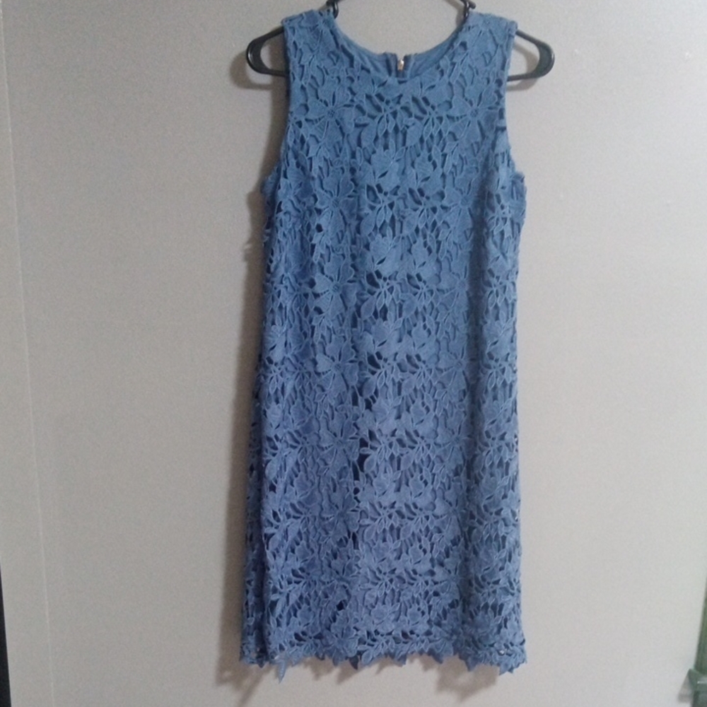 Karl Lagerfield Paris Elegant Blue Lace Dress Size 6